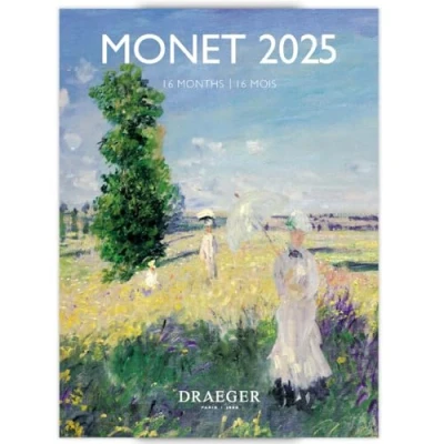 Image de DRAEGER PARIS Petit Calendrier Mural 14x18 cm 2025 Septembre 2024 à décembre 7 langues 12 photographies disponible Monet Organisation de vos journées