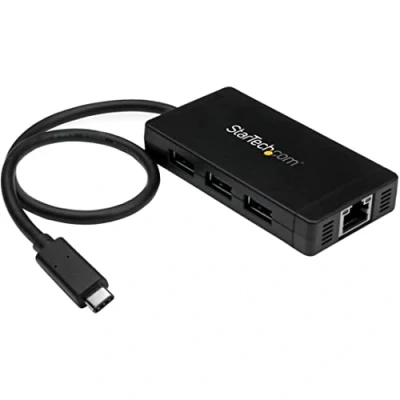 Image de StarTech.com Hub USB C à 3 ports avec Gigabit Ethernet vers 3x A 3.0 5Gbps Adaptateur d&#039;alimentation inclus (HB30C3A1GE)