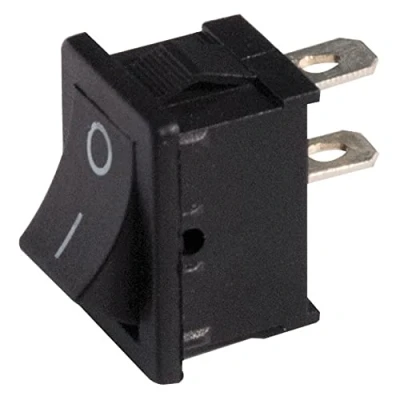 Image de Interrupteur unipolaire à bascule SPST ON OFF avec bouton noir et bornes faston 4,8 mm, trou de montage 19 x 13 250 V 6 A