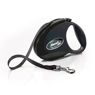Image de Flexi, Laisse Modèle Style, des Couleurs Pastel Modernes, Un Noir élégant, Système de freinage Robuste et Ergonomique, Poignée Souple, Guidage perfectionné, Made in Germany, Noir, M 5m