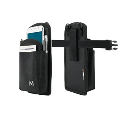 Image de MOBILIS Holster pour Smartphone 6 7&quot; Etui Textile de Transport Terminal Saisie Scanner avec Passant Ceinture, Ceinture et Pochette Accessoires Système d&#039;Accès Facile, Noir