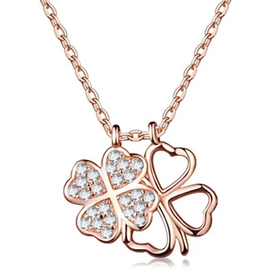 Image de Infinite U collier pendentif de trèfle, en argent 925 pour femme fille, Zircon incrusté, élégant et brillant, Cadeau Noël Anniversaire