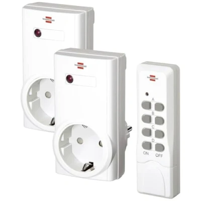 Image de Brennenstuhl RCS 1000 N Comfort Lot de 2 Prises télécommandées Framboise pi avec émetteur Manuel et Protection renforcée Contre Les Contacts Blanc