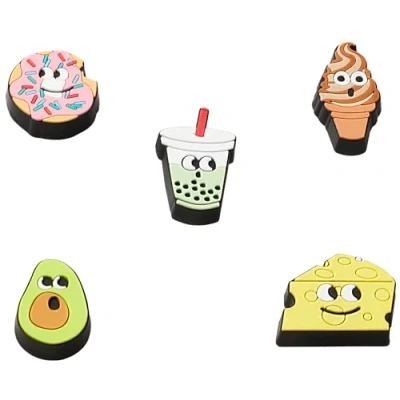 Image de Crocs Shoe Charm 5 Pack Personalize with Jibbitz for Chaussure Unisexe, Lights Up Food Friends, Taille Unique