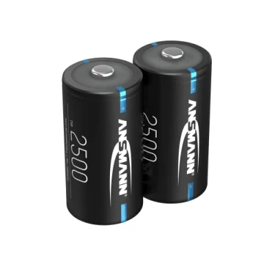 Image de ANSMANN Piles rechargeables NiMH Baby C 2500 mAh 1,2 V (lot de 2) HR14 à faible autodécharge et haute capacité rondes pour jouet enfant, radio, veilleuse, station météo, etc.