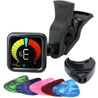 Image de Rockjam Wetune Clipon Tuner pour Tous les Instruments avec Violon Guitare Basse Ukulélé et Modes de Réglage Chromatique