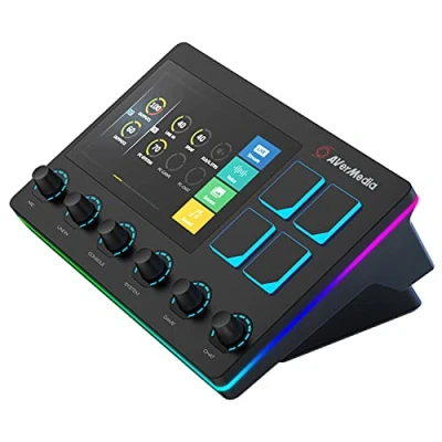 Image de AverMedia Live Streamer AX310 Mixeur audio 6 voies avec écran tactile IPS pour interaction et actions OBS Studio, Streamlabs OBS, Spotify