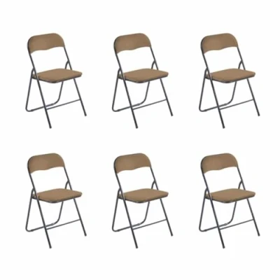 Image de Lot de 6 chaises pliantes en velours Marron