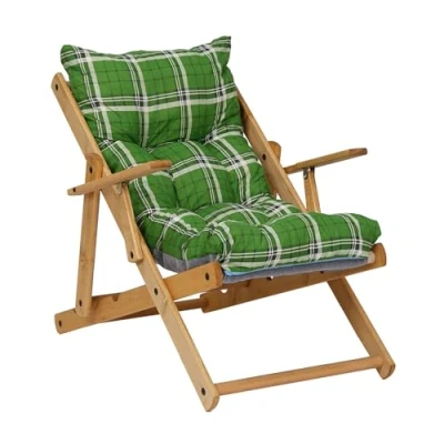 Image de LIBEROSHOPPING.eu LA TUA CASA IN UN CLIK Fauteuil Chaise Longue Relax inclinable 3 Positions en Bois Pliant (Vert)