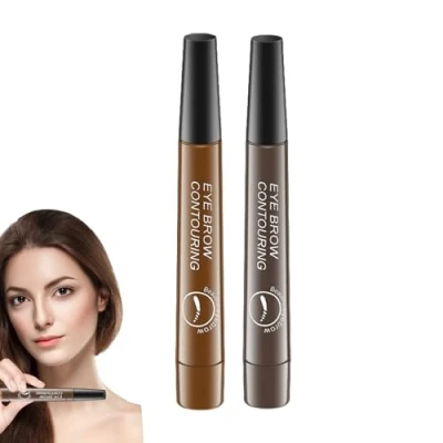 Image de Makefullbeauty Waterproof Eyebrow Pen, Brow Nexavale Eyebrow, Brow, 4 Tip Microblade Pen (2PCS C)