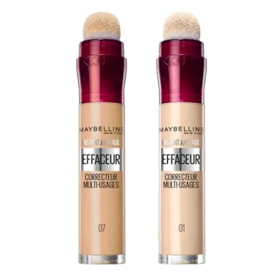 Image de Maybelline New York Sponge Applicator + Erase Age Corrector Liquid Concealer 07 Sand Multipurpose Colour 01 Light with Instant Anti Dark Circles