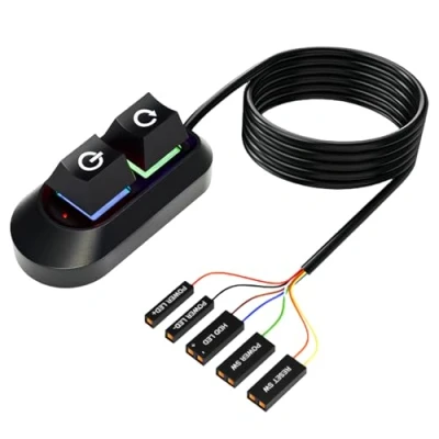 Image de Bouton D&#039;alimentation Externe pour PC, Interrupteur Avec Lumière LED, Power Câble D&#039;extension 2 M, de Bureau Externe, Start, Reset