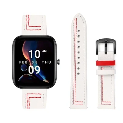 Image de HYSDFFG Bracelet en Cuir pour Amazfit Bip 3 Pro/Bip 3/Bip U Pro, de Remplacement Haute qualité Compatible avec U/Bip S/Bip S Lite/Bip Hommes et Femmes (C)