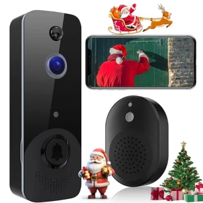 Image de Housiwill Sonnette sans Fil avec Camera, Interphone Video de WiFi Intelligente HD 1080P, Détection Mouvement PIR, Audio Bidirectionnel,Vision Nocturne,Grand Angle,Piles Non Incluses