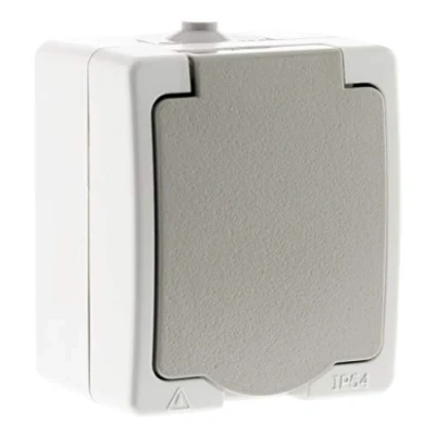 Image de Zenitech Akya Prise 2P plus T 16A Gris Clair IP54 1 Paquet