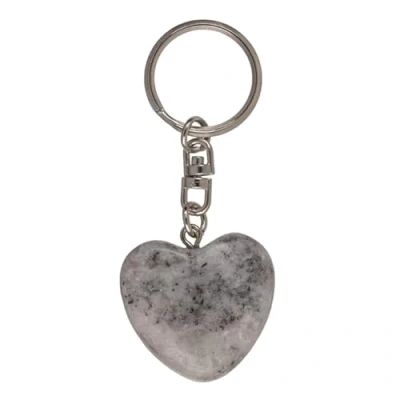 Image de Porte Clé en Pierre et Métal Forme de Cœur/Dimensions : 7,5 x 3 cm. (gris clair)