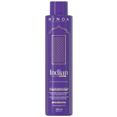 Image de MINOA INDIAN protéine bio fortifiante 1L 1KG Traitement capillaire lissant à la de kératine Lissage complexe brésilien professionnel pour des cheveux soyeux et sans frisottis