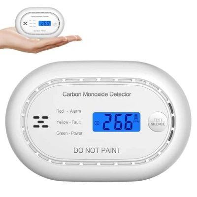 Image de détecteur de monoxyde Carbone, CO certifié TUV avec Batterie 10 Ans, écran LCD, Norme en 50291 (Blanc)