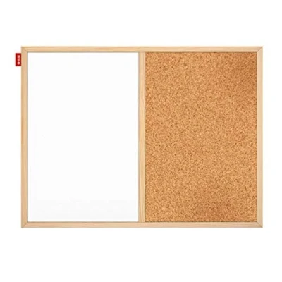 Image de MEMOBE Tableau d&#039;affichage magnétique Duo en liège Avec cadre bois 60 x 40 cm