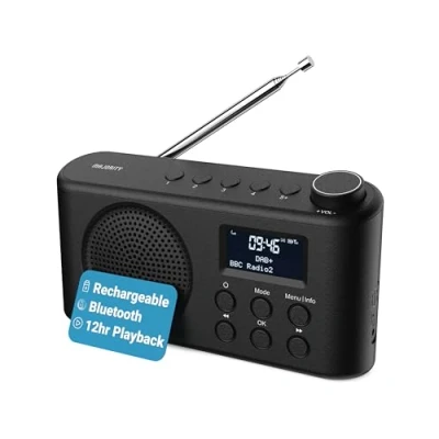 Image de Radio Dab, Dab+ Bluetooth Portable Batterie Rechargeable ou Alimentation par câble USB C 12 Heures de Lecture, Affichage LED, Prise Casque Double Alarme, FM, 40+ présélections MAJORITY Orwell