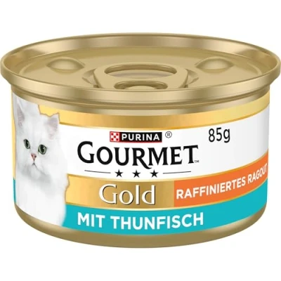 Image de Purina GOURMET Gold Raffiniertes Ragout, köstliches Katzennassfutter, fein geschnetzelte Stückchen, Katzenfutter nass, 12er Pack (12 x 85 g Dose)