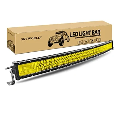 Image de SKYWORLD 42 Pouces 107 cm 540W incurvé Barre Lumineuse LED, 3 rangée Lampe de Conduite Faisceau combiné Feu Brouillard remorque à Barres Del Tout Terrain Rampe pour Le Camion ATV 4x4 Jaune