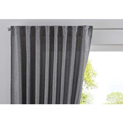Image de Gardinenbox Rideau Passants cachés Cationic « JENA » Aspect Lin Opaque avec embrasses, Polyester, Gris, HxB 225x140 cm