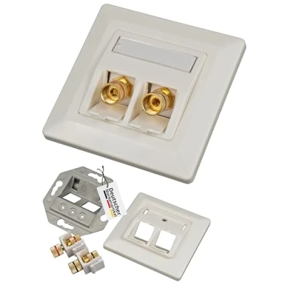 Image de Keystone Module Terminal 80 x mm de haut parleur LS broches Pince avec borne à vis Plaqué or, Fiches Banane compatible, rouge/noir