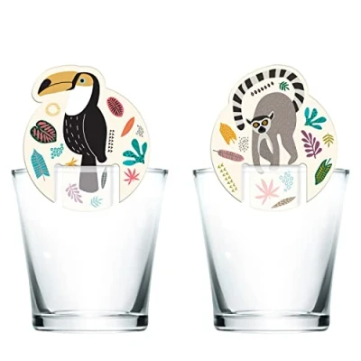 Image de Folat 68311 Marqueurs en verre Zoo Party 6 pièces, Multicolore