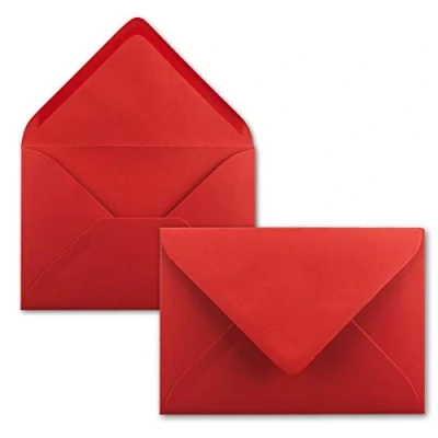 Image de Mini enveloppes FarbenFroh by Gustav Neuser Dimensions : 5,2 x 7,6 cm Avec colle à humidifier Pour cartes de vœux et cadeaux 50 Umschläge 29 Rot