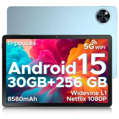 Image de DOOGEE U11 Pro Tablette Android 15, 30GB RAM+256GB ROM/TF 2TB, Batterie 8580mAh, Unisoc T7200 90Hz, 11 Pouces,13MP Caméra, Tactile 5G WiFi/NETFLIX1080P/GPS/OTG/Face ID,Bleu