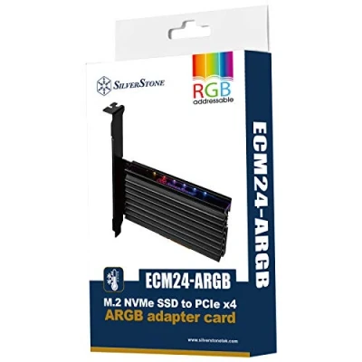 Image de Silverstone SST ECM24 ARGB Carte SuperSpeed PCI E Express X4 à M.2 (NVMe SSD NGFF), alu. dissipateur Thermique et Tampon Thermique, Conception LED Clignotantes