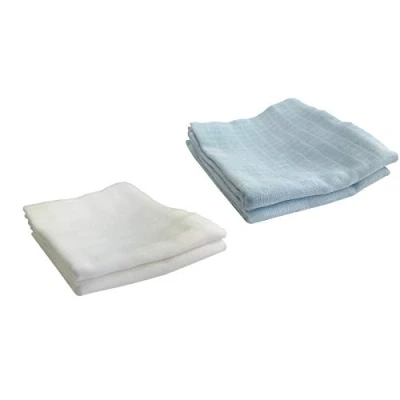Image de Lot de 4 langes d&#039;emmaillotage Grands en mousseline 100, 120, 140 et 160 cm Coton Chiffon Certifié Öko Tex (2 blancs, 2 bleus, 120 x cm)