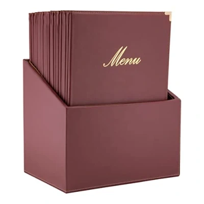 Image de Securitprotège menus Simili cuir de la Gamme Classique A4 (x20) Plus Box, 1 Double Insert Inclus avec Chaque menu (présente 4 Pages A4)