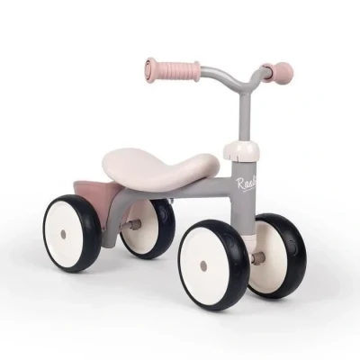 Image de Smoby Porteur Rookie Rose Métal Selle Incurvée Roues Silencieuses Coffre à Jouets Premier Age Dès 12 Mois