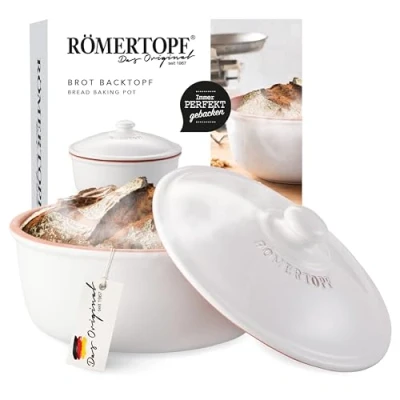 Image de Römertopf Pot à pain en argile naturelle Jusqu&#039;à 1 000 g de produits cuits naturels Blanc