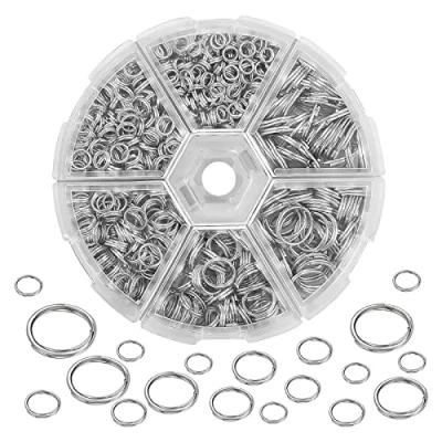 Image de Anneaux de Saut Ouverts, Mixte Anneau Fermoir, Connecteurs Rond, avec Boîte, Ouverts Jump, Fendu pour Bijoux Porte Clés (Argent)
