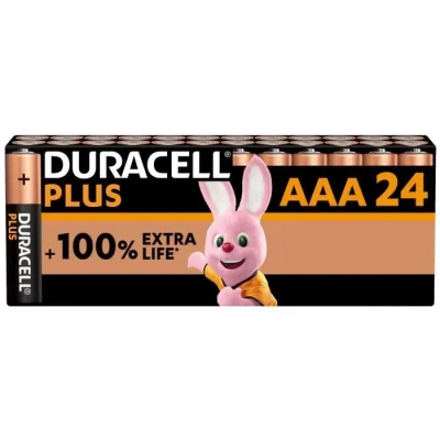Image de Duracell plus Piles AAA (lot de 24) Alcalines 1,5V Jusqu’à 100% longtemps Idéales pour les appareils du quotidien Emballage 0% plastique Conservation 10 ans LR03 MN2400
