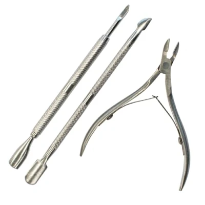 Image de TRIXES Kit de soin des cuticules 3 pièces Pince coupe Poussoirs et rangement Acier inoxydable Ensemble d&#039;outils pour enlever les