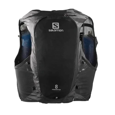Image de Salomon Adv Hydra Vest 8 Gilet d&#039;hydratation Trail running Randonnée Vélo unisexe, Confort et stabilité, Accès rapide à l’hydratation, Simplicité, Noir, S