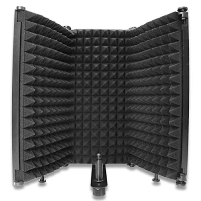 Image de YOUSHARES Bouclier d&#039;isolation à 3 Panneaux pour Reflection Filter, Mic Absorbant de Haute Densité Utilisée Filtrer la Voix Enregistrement Microphone Condensateur en Studio, Noir