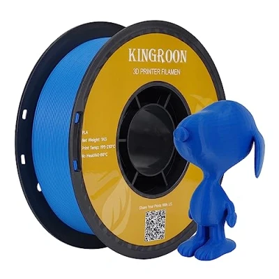 Image de Kingroon PLA Filament pour imprimante 3D, précision dimensionnelle +/ 0,03 mm, bobine de 1 kg (2,2 lb), 1,75 bleu