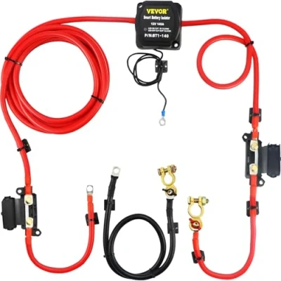 Image de VEVOR Kit de Relais Sensible à la Tension 12 V 140 A d&#039;Isolateur Batterie Double, Charge Divisé Universel Étanche avec Câble 6 m pour VTT UTV Camions Camping