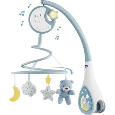 Image de Chicco Next2Dreams Mobile pour Lit Bébé avec Lumières et Musique 3 en 1 Compatible le Berceau Next2Me, Effets Sonores, Projecteur de Lumière Nocturne Douce 0 Mois +, Bleu