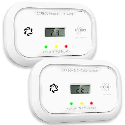 Image de Pack de 2 Détecteurs Monoxyde Carbone ELRO FC5003 Capteur 10 Ans avec Affichage Pièces
