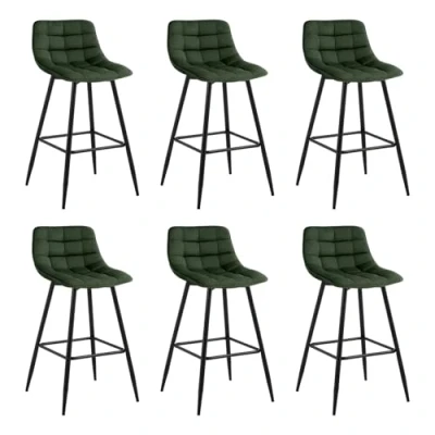 Image de WOLTU 6 X Tabouret de Bar Style Bistro Chaise Haute pour Assise rembourrée en Velours Doux avec Cadre métal,Vert Foncé BH143dgn