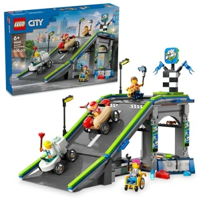 Image de LEGO City Zéro Limite : Rampe pour bolides de Course Jeu Construction avec Voitures caisses à Savon garçons et Filles dès 6 Ans 4 Personnages Dont Un Plombier Idée Cadeau Amusante 60460