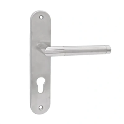 Image de domino SPECTRA INX Poignée de porte 72 mm Cylindre profilé pour chambre, cave et intérieure en forme L Ferrures acier inoxydable