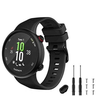 Image de TopPerfekt Bracelet de Rechange en Silicone Compatible avec Garmin Forerunner 45 et Swim 2, Bande pour Montre (Noir)