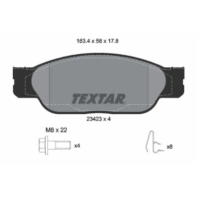 Image de TEXTAR 2342301 Jeu de plaquettes frein non préparé pour indicateur d&#039;usure avec vis d&#039;étrier accessoires JAGUAR: S Type